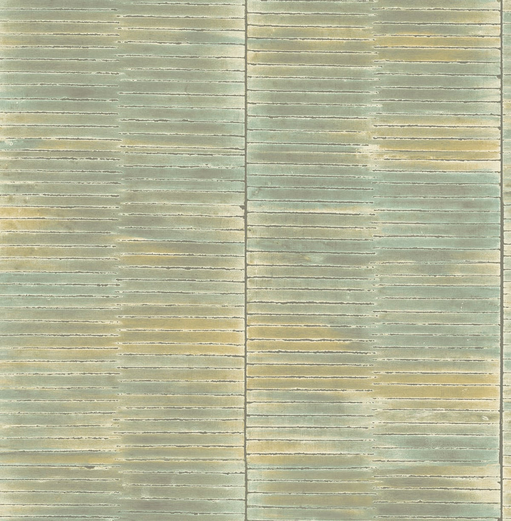 Malibu Dynasty Bamboo Wallpaper - Traditional Stripe - Sage and Metallic Pearl | Malibu Wallpaper