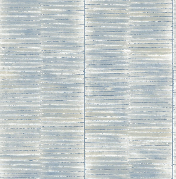 Dynasty Bamboo Traditional Stripe Periwinkle and Metallic Pearl | Architectural Wallcoverings