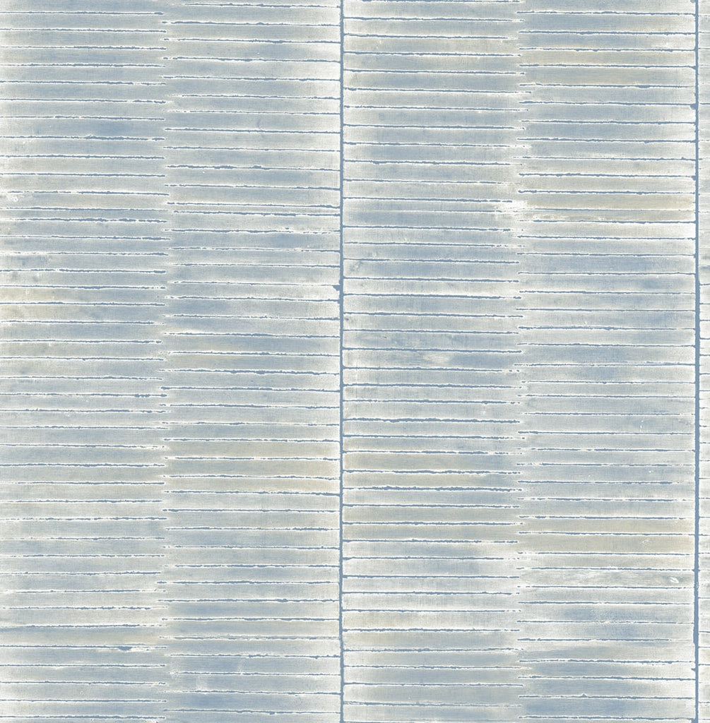 Malibu Dynasty Bamboo Wallpaper - Traditional Stripe - Periwinkle and Metallic Pearl | Malibu Wallpaper