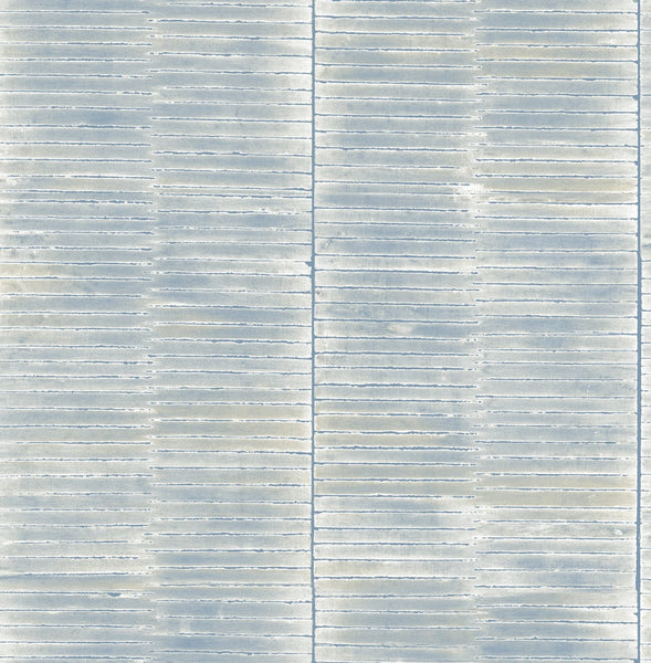 Malibu Dynasty Bamboo Wallpaper - Traditional Stripe - Periwinkle and Metallic Pearl | Malibu Wallpaper