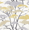 Malibu Confucius Tree Wallpaper - Traditional Botanical - Metallic Gold and Silver | Malibu Wallpaper