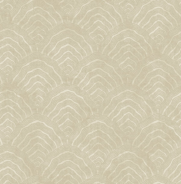 Confucius Scallop Traditional Geometric Tan and Metallic Pearl | Architectural Wallcoverings