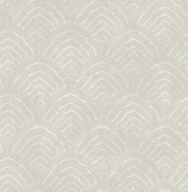 Confucius Scallop Traditional Geometric Linen and Metallic Pearl | Architectural Wallcoverings