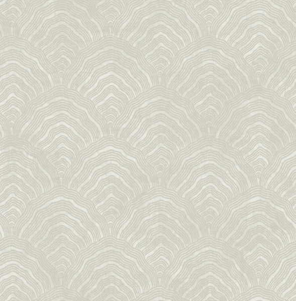 Malibu Confucius Scallop Wallpaper - Traditional Geometric - Linen and Metallic Pearl | Malibu Wallpaper
