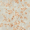 Malibu Great Wall Floral Wallpaper - Traditional Floral - Metallic Orange and Gray | Malibu Wallpaper