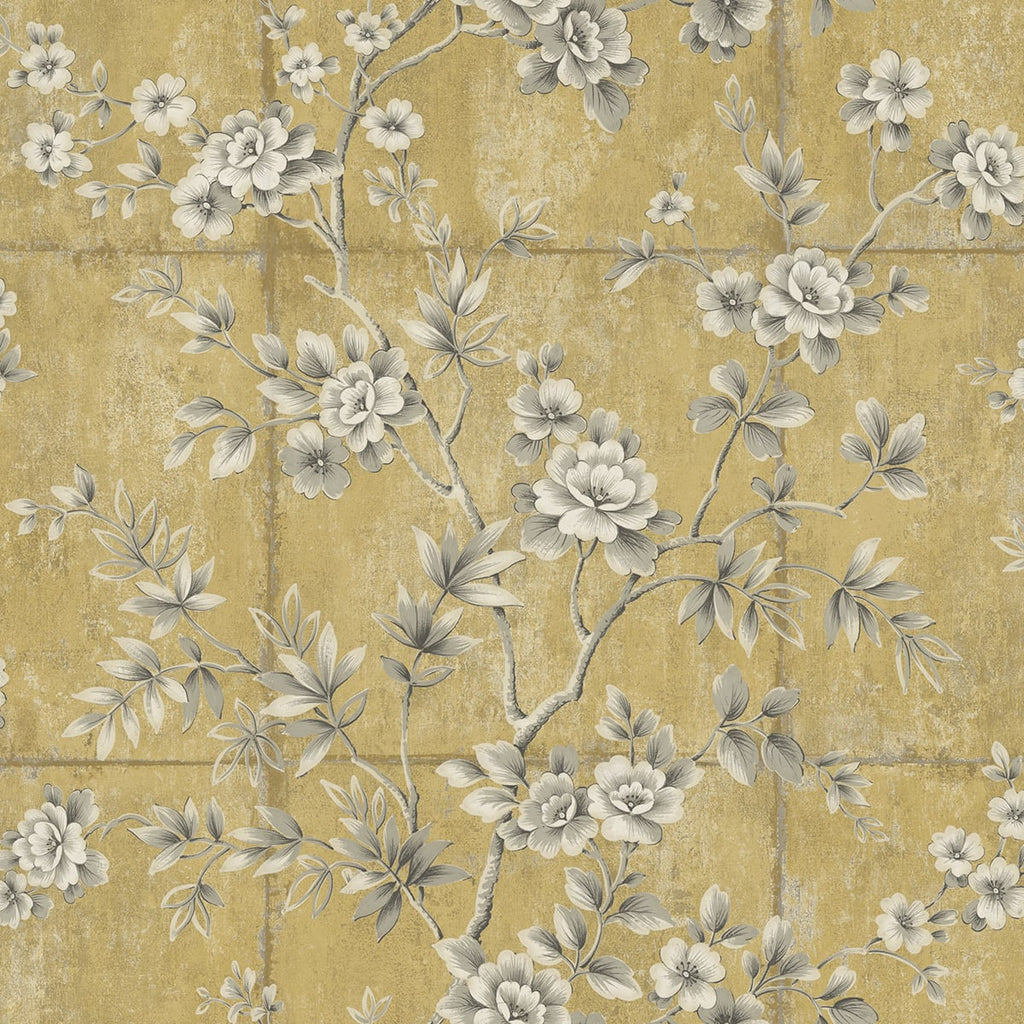 Malibu Great Wall Floral Wallpaper - Traditional Floral - Metallic Gold and Taupe | Malibu Wallpaper