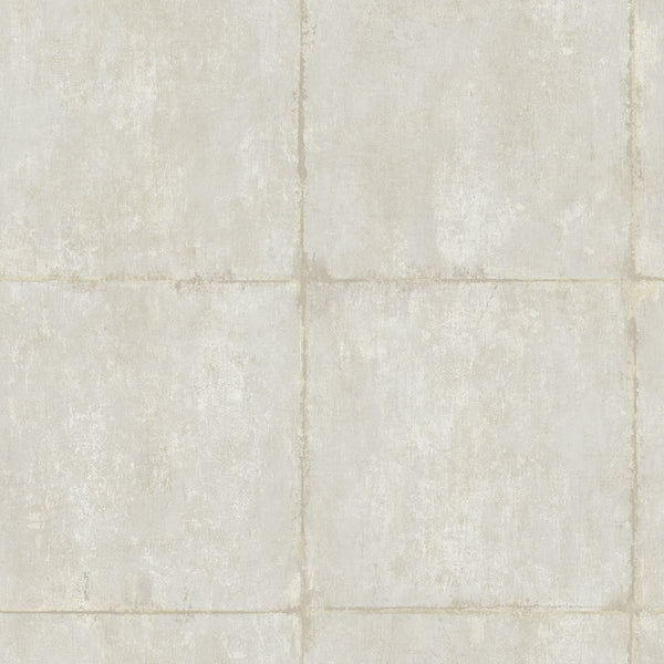 Great Wall Blocks Traditional Geometric - Metallic Silver and Off-White | Architectural Wallcoverings