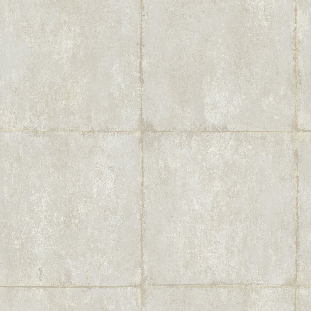Malibu Great Wall Blocks Wallpaper - Traditional Geometric - Metallic Silver and Off-White | Malibu Wallpaper