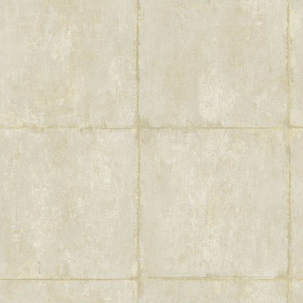 Great Wall Blocks Traditional Geometric - Metallic Gold and Off-White | Architectural Wallcoverings