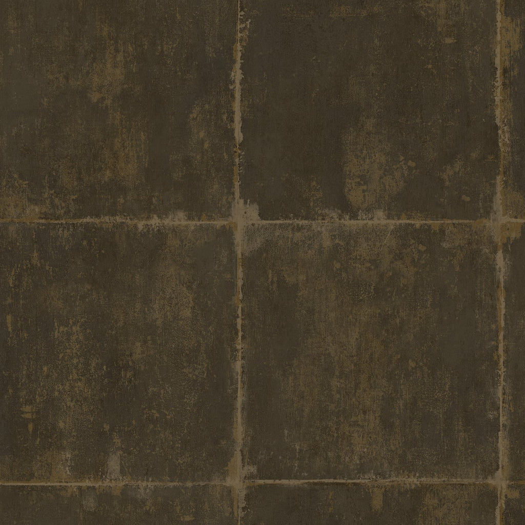 Malibu Great Wall Blocks Wallpaper - Traditional Geometric - Metallic Mocha and Gold | Malibu Wallpaper