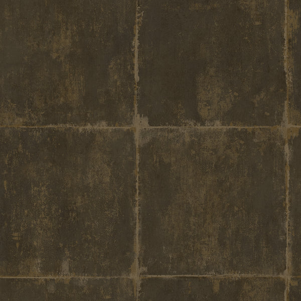 Malibu Great Wall Blocks Wallpaper - Traditional Geometric - Metallic Mocha and Gold | Malibu Wallpaper