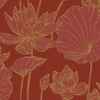 Malibu Lotus Floral Wallpaper - Traditional Floral - Metallic Gold and Crimson | Malibu Wallpaper