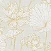 Malibu Lotus Floral Wallpaper - Traditional Floral - Metallic Gold and Off-White | Malibu Wallpaper