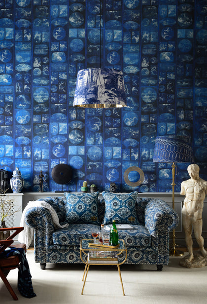 Aizome Collage - Ivory, Indigo Wallcovering | Mind the Gap