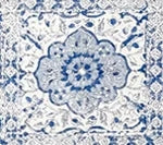 Multi Blues on Ivory Linen
