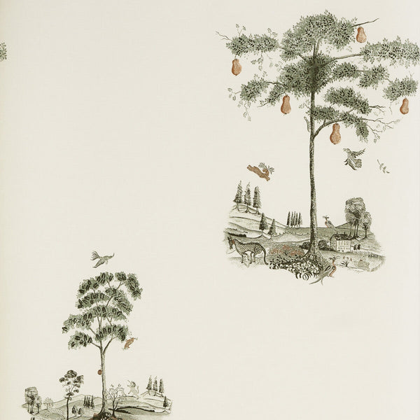 Pear Tree - Graphite White | Kravet Couture | Andrew Martin Kit Kemp | Novelty Wallcovering Print