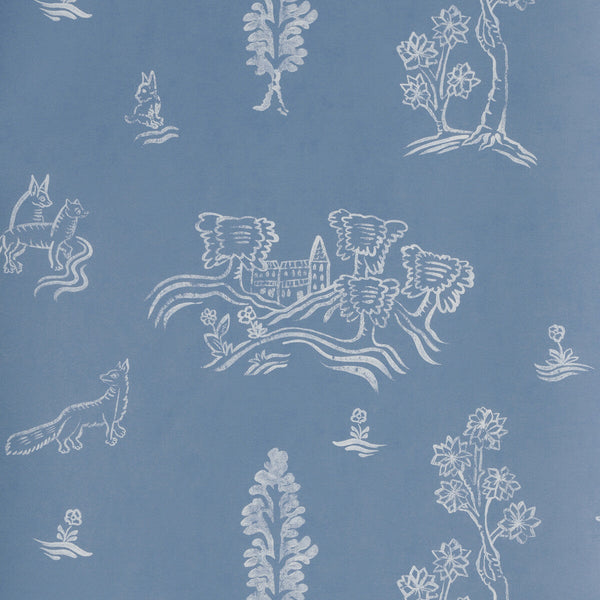 Wychwood - Happy Blue | Kravet Couture | Andrew Martin Kit Kemp | Novelty Wallcovering Print