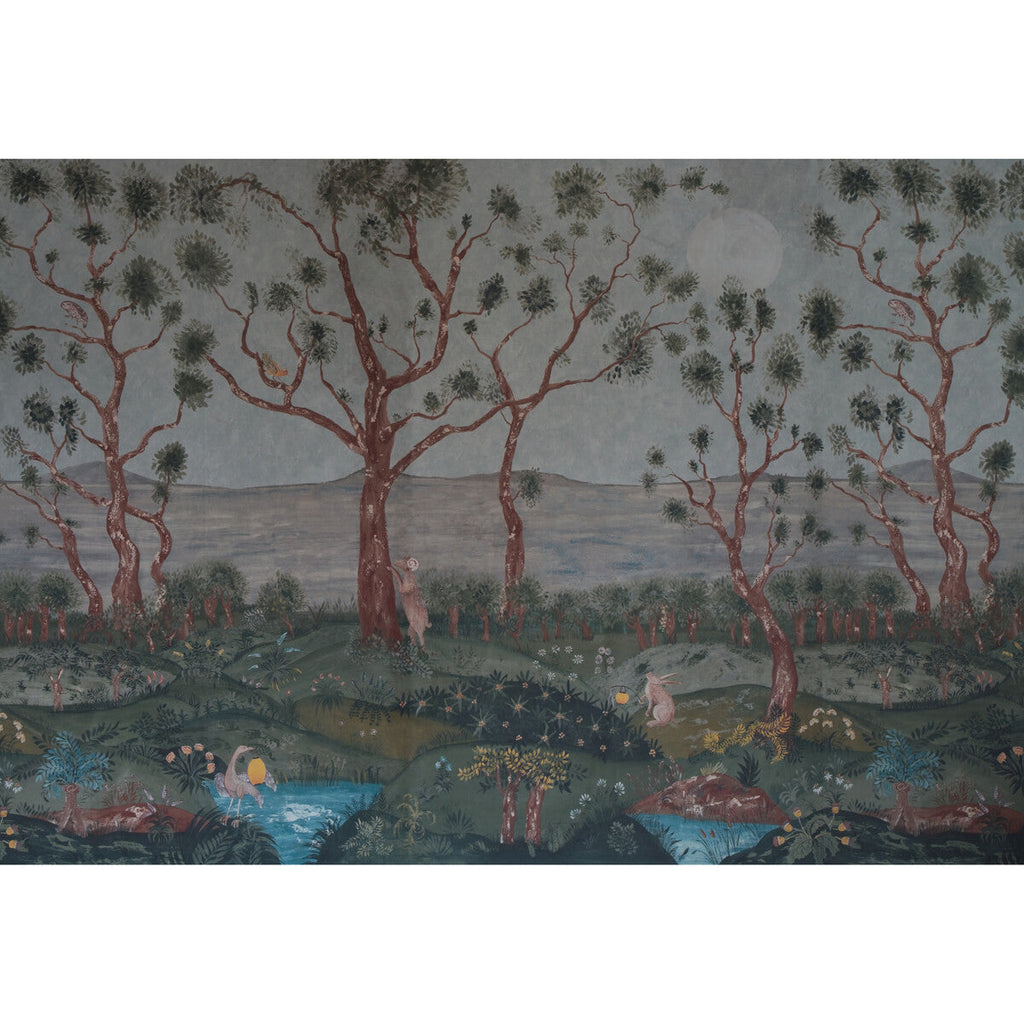 Lantern Parade - Midsummer Light Blue | Kravet Couture | Andrew Martin Kit Kemp | Animal/Insects Botanical & Floral Wallcovering Print