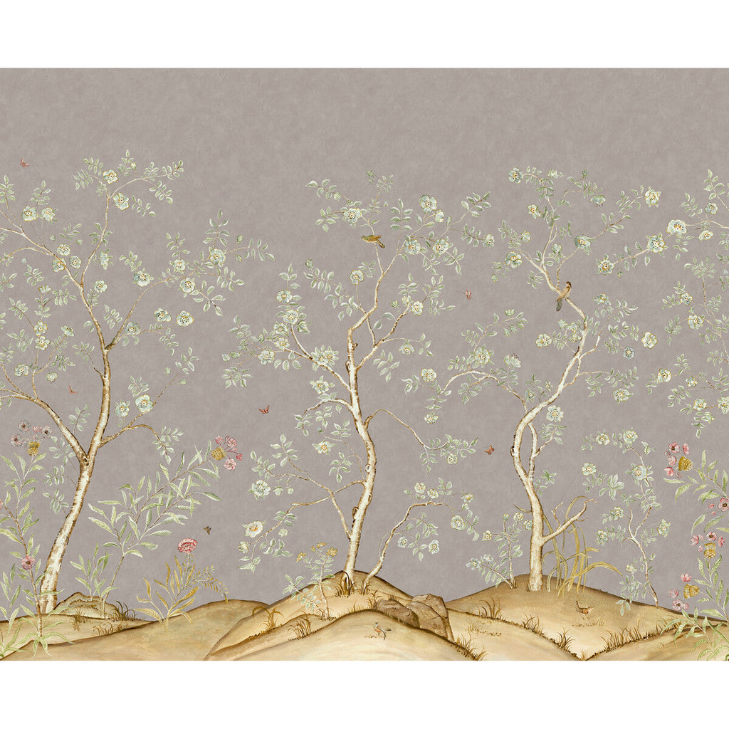 Songbird - Dawn Taupe | Kravet Couture | Andrew Martin Kit Kemp | Animal/Insects Botanical & Floral Wallcovering Print