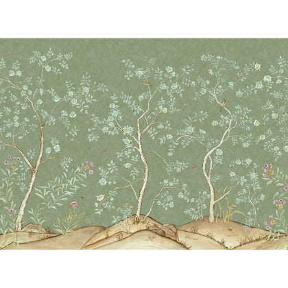 Songbird - Spring Green | Kravet Couture | Andrew Martin Kit Kemp | Animal/Insects Botanical & Floral Wallcovering Print
