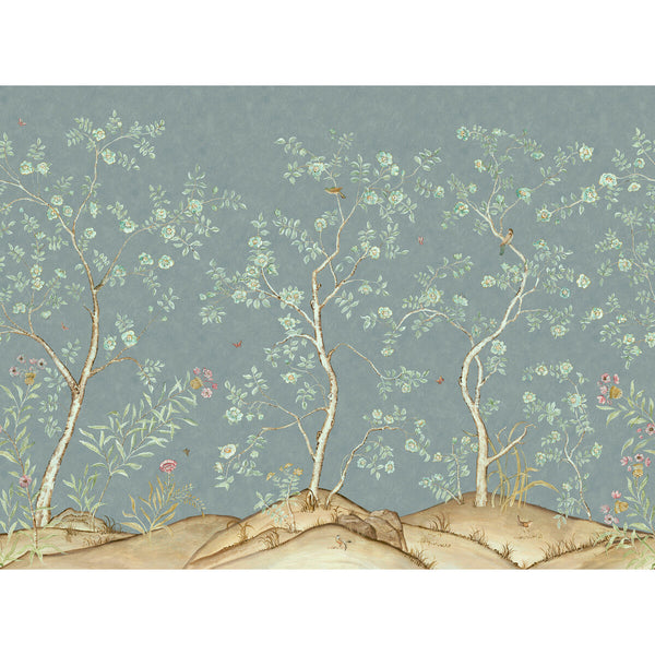 Songbird - Rain Blue | Kravet Couture | Andrew Martin Kit Kemp | Animal/Insects Botanical & Floral Wallcovering Print