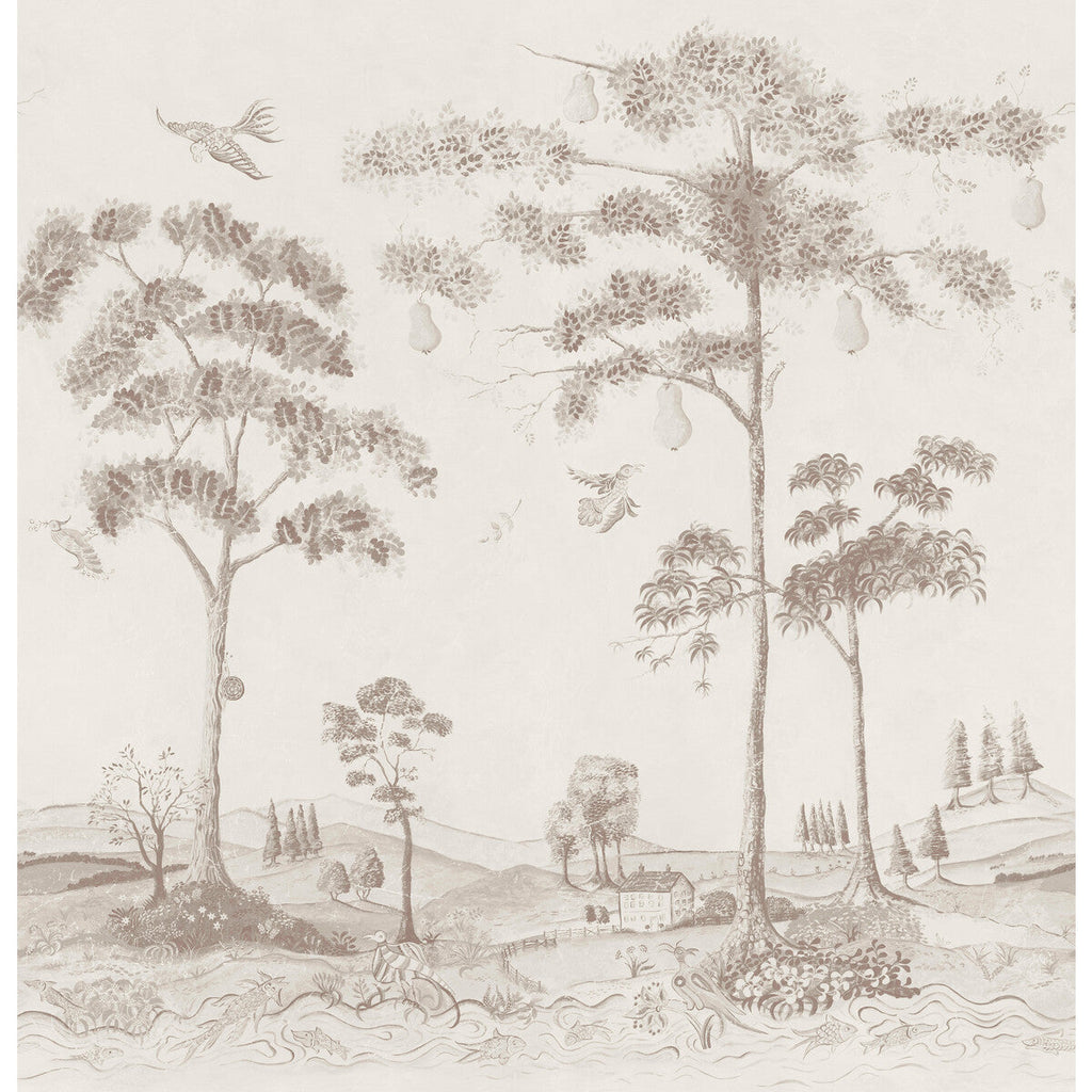 Mythical Land - Clay Taupe | Kravet Couture | Andrew Martin Kit Kemp | Animal/Insects Botanical & Floral Wallcovering Print