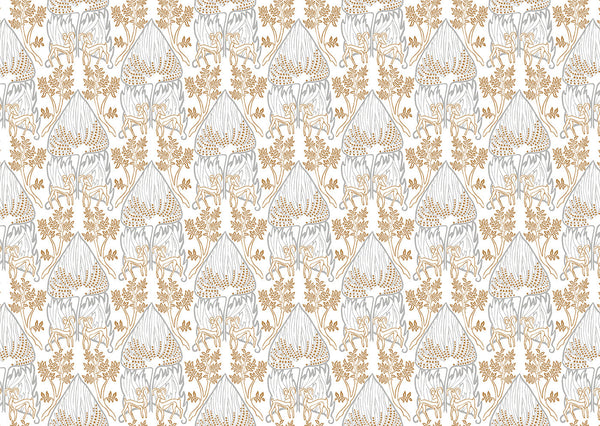 Dear Deer Damask Fabric | Phillipe Romano Screen Prints