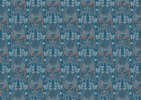 Dear Deer Damask Fabric | Phillipe Romano Screen Prints