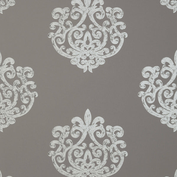 Arran, Metallic on Dark Taupe Wallcoverings | Thibaut