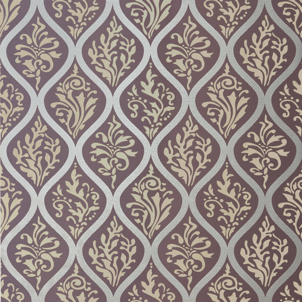 Francis, Metallic on Plum Wallcoverings | Thibaut