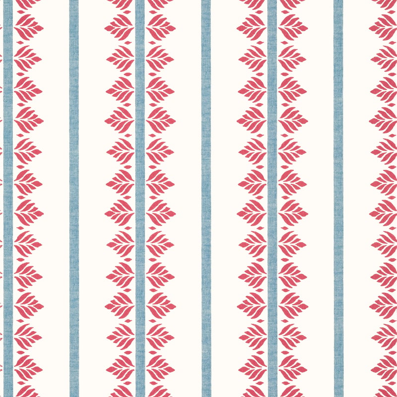 Fern Stripe, Red and Blue