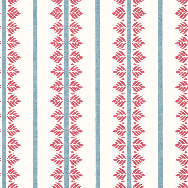 Fern Stripe, Red and Blue Wallcoverings | Thibaut