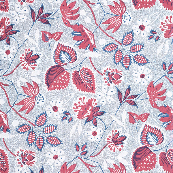 Indienne Hazel, Red and Blue Wallcoverings | Thibaut