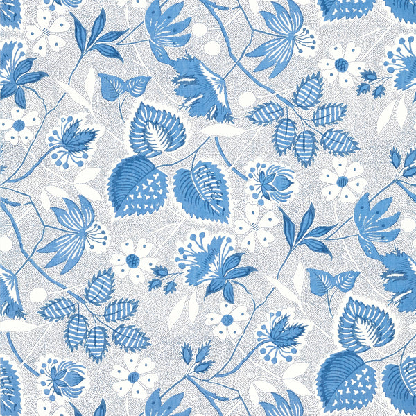 Indienne Hazel, Blue Wallcoverings | Thibaut