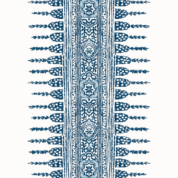 Javanese Stripe, Navy and White Wallcoverings | Thibaut