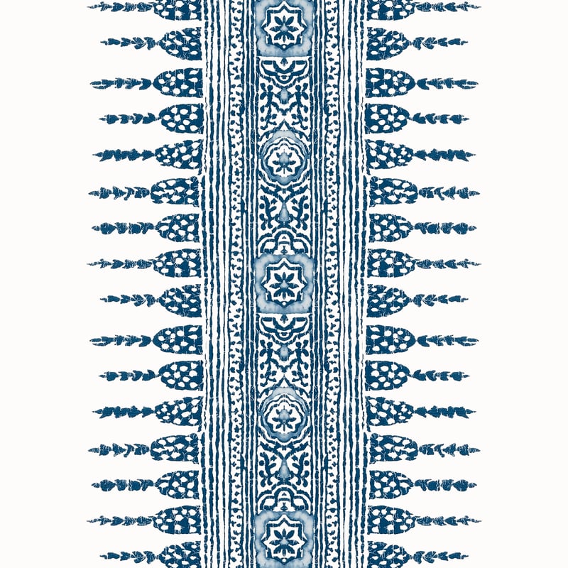 Javanese Stripe, Navy and White