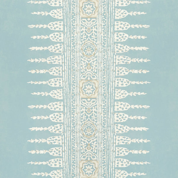 Javanese Stripe, Spa Blue Wallcoverings | Thibaut