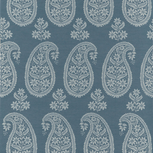 Campania Paisley, Steel Blue Wallcoverings | Thibaut