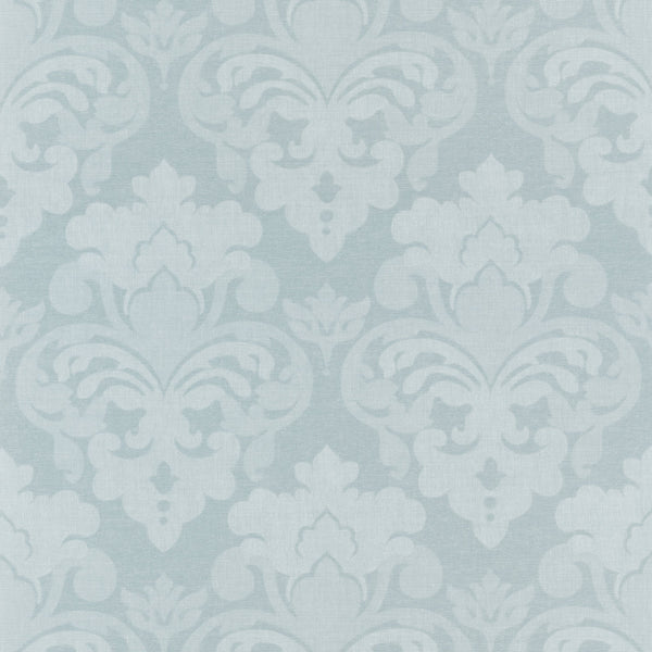Darcey Damask, Soft Blue Wallcoverings | Thibaut