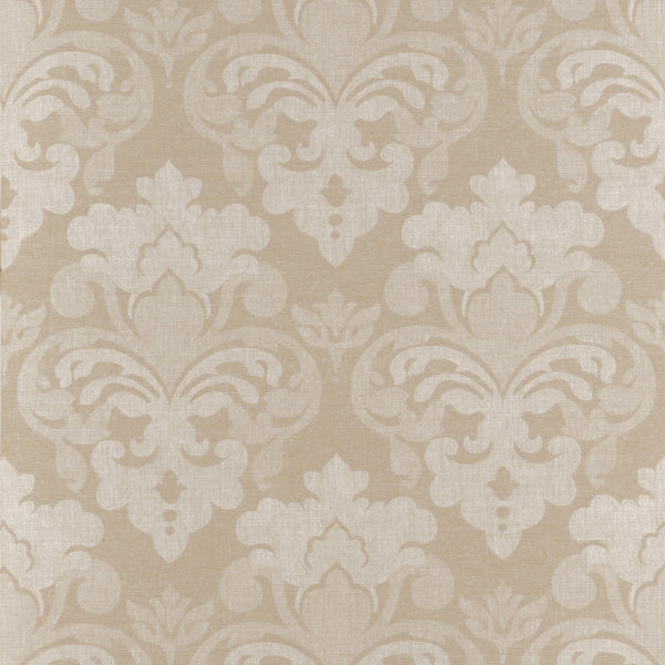 Darcey Damask, Beige Wallcoverings | Thibaut