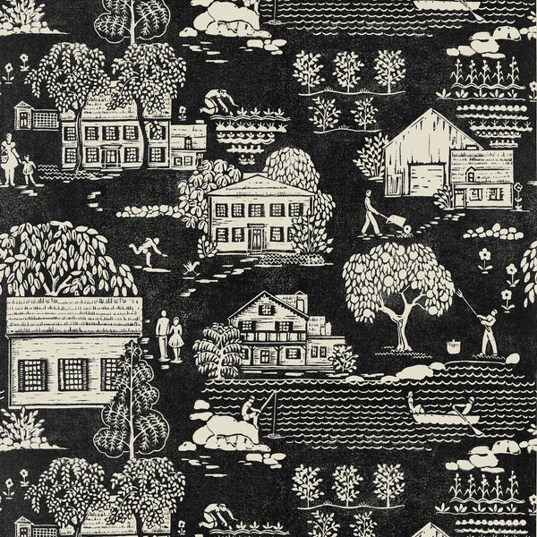 Farmingdale, Black Wallcoverings | Thibaut
