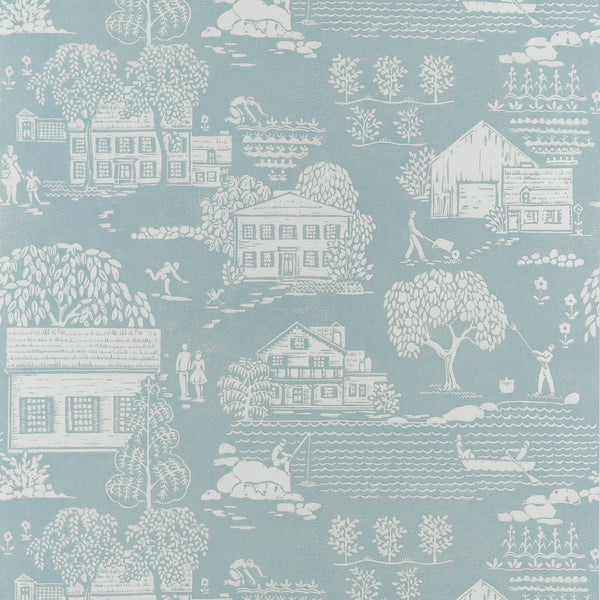 Farmingdale, Light Blue Wallcoverings | Thibaut