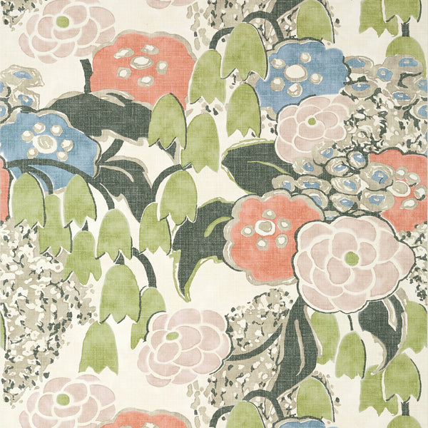 Laura, Blush and Green Wallcoverings | Thibaut