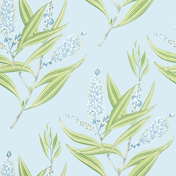 Winter Bud, Soft Blue Wallcoverings | Thibaut