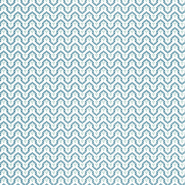 Wynford, Navy on White Wallcoverings | Thibaut