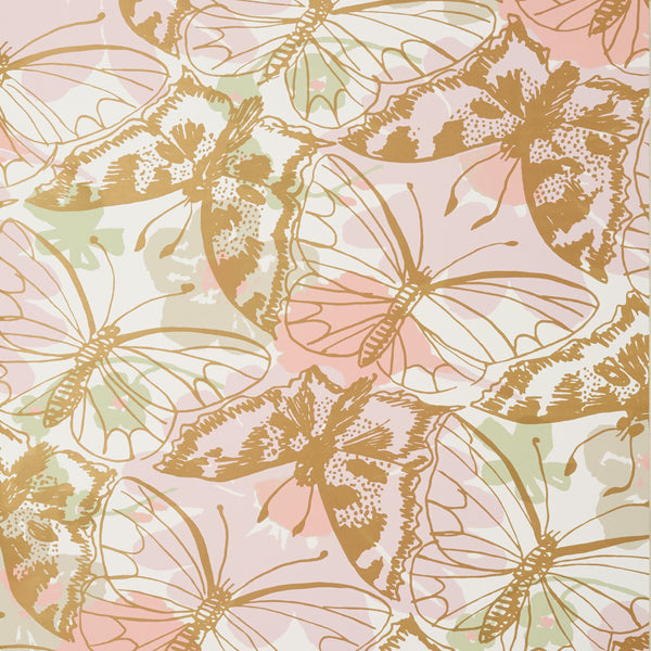 Paxton, Metallic Gold on Blush Wallcoverings | Thibaut