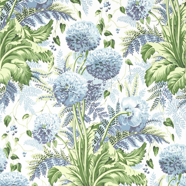 Dahlia - Sky on White Wallcovering | Anna French