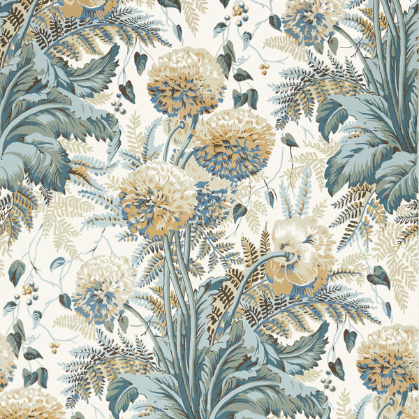 Dahlia - Soft Gold on Cream Wallcovering | Anna French