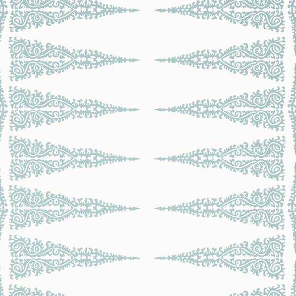 Ellery Stripe - Robin's Egg on White Wallcovering | Anna French