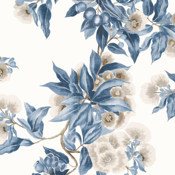 Camellia Garden - Navy and Linen Wallcovering | Anna French